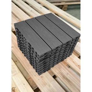 Set di 9 Piastrelle Incastrabili in Legno e Plastica Riciclabile per Pavimenti, 23,4 lb, 30,5 x 30,5 cm, Impermeabili per Uso Interno ed Esterno - Product Image 4