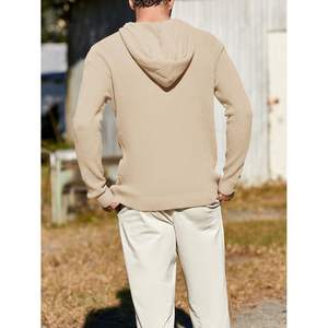 Sudadera con capucha de punto de gofres para hombre 2025, Sudadera ligera de manga larga con cremallera, lavado con ácido, tallas XXS a XL - Product Image 1