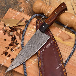 Couteau de chef léger, fait main, ambidextre, en acier Damas, 7 pouces, motif torsadé, manche en bois de rose naturel et G10 Micarta - Product Image 6