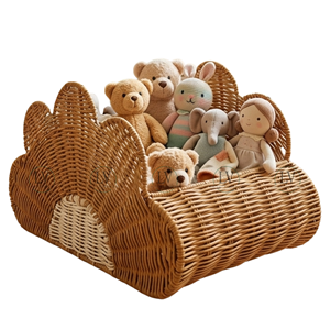 Handmade Rattan <b>Flower</b> <b>Basket</b> <b>for</b> Kids, Natural Woven Children's Toy Storage & Organizer <b>Basket</b>, OEM Wholesale Vietnam - Product Image 1