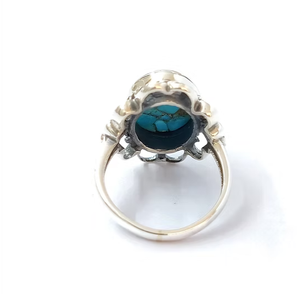 Anillo de plata de ley 925 con turquesa azul cobre, colección hecha a mano, joyería de plata fina, precio al por mayor. - Product Image 4