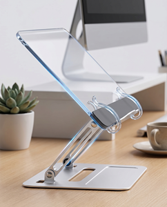 Soporte Giratorio para Portátil de Acrílico Transparente Moderno, Estante de Escritorio Transparente Premium, Soporte de Lectura Ergonómico Giratorio 360° - Product Image 2