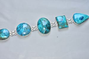 Pulsera de Crisocola de Primera Calidad, Pulseras de Crisocola Plateadas en Plata, Joyería - Product Image 2