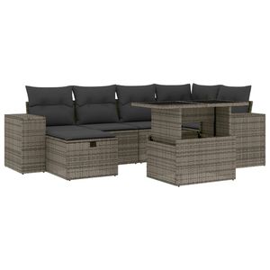 Conjunto de Sofás de Jardín de Ratán Gris, Muebles de Exterior con Cojines de Espuma de Alta Densidad, Diseño Contemporáneo Impermeable - Product Image 4