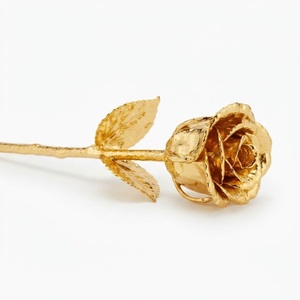 Wholesale 24K Gold Dipped Rose Flower Forever Preserved Real Rose Long Stem Plated Golden Rose with Luxury Gift <b>Box</b> Low Price - Product Image 5