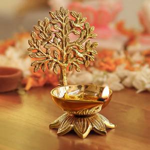 Lámpara Kalpvriksh de Latón, Hecha a Mano, Estilo Art Deco, Decoración de Mesa para el Hogar, para Diwali y Aniversarios - Product Image 2