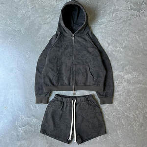 Conjunto de Sudadera con Capucha y Pantalones Cortos Personalizados con Logotipo, Estilo Casual de Verano para Hombre, Conjunto de Sudadera con Capucha y Pantalones Cortos de Estilo Relajado para Hombre - Product Image 1