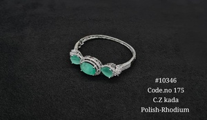 Bracelet en Zircon Cubique 10346, Bracelet Double Pierre Ovale, Bracelet Manchette en Zircon Cubique, Bracelet Tendance en Laiton, Bijoux pour Femme, Idéal pour les Soirées - Product Image 3