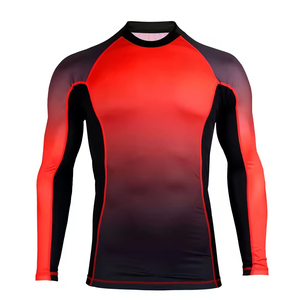 Rashguards pour hommes de Jiu-Jitsu brésilien à manches longues imprimés par transfert thermique avec protection anti-UV et logo personnalisé - Product Image 1