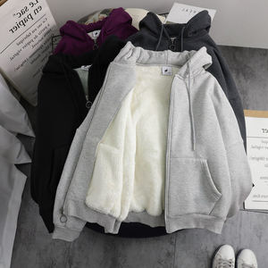 Sudaderas con capucha de algodón y poliéster de peso pesado con cremallera completa para hombre y mujer, talla única, con logo impreso, venta al por mayor OEM, DDP - Product Image 1