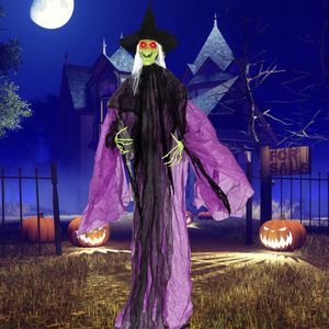 Decorazione di Halloween da 2,2 m a forma di strega con occhi luminosi e movimento automatico delle braccia - Product Image 2