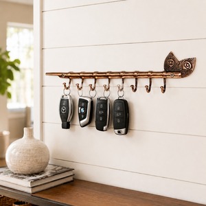 SHUBHAM Modern Rectangle Decorative <b>Wall</b> <b>Mounted</b> Key Hook <b>Rack</b> Bronze Finish Metal <b>Coat</b> Hanger Organizer for Entryway Bathroom - Product Image 3