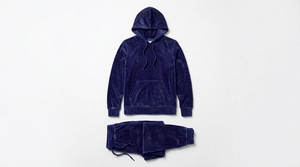 Ensemble de survêtement décontracté pour femme en velours bleu marine avec capuche, sweat-shirt et pantalon pleine longueur, couleur unie, pour l'automne - Product Image 6