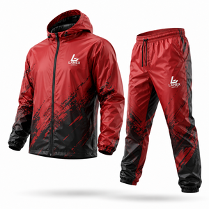 Traje Impermeable con Capucha Personalizado, Chaqueta y Pantalones Cortavientos, Ropa Impermeable Ligera para Senderismo, Camping y Pesca - Product Image 1