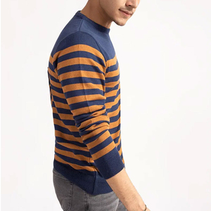 Pull en tricot rayé pour homme, col rond, coupe classique, manches longues, pull décontracté pour l'automne - Product Image 4