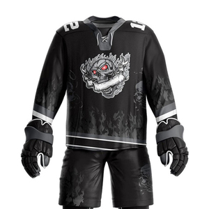 Custom Sublimated Ice Hockey Uniform Men's Moisture Wicking Polyester Jersey Pants With <b>Skull</b> Print Elastic Waist Athletic Fit - Product Image 4