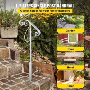 Corrimano in ferro battuto per gradini esterni singolo Post Design fiore bianco ringhiere del portico per cemento scale in legno corrimano per - Product Image 2