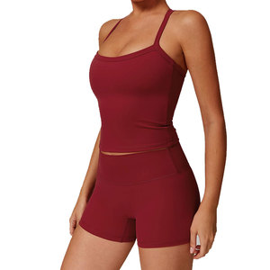 2026 New Arrival Women's 2 Piece <b>Sets</b> Strips Design Shirt Above Knee Length Shorts Yoga Workout Gym <b>Set</b> Custom Designed Logo - Product Image 5