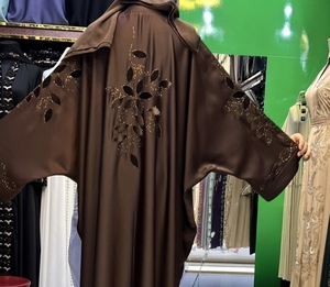 Best Selling Kaftan Abaya Handmade Turkish Floor Length Long Sleeve V Neck Polyester Regular Fit Casual Evening Party Flared - Product Image 4