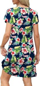 Vestidos de Verano para Mujer 2026, Estilo Tulipán, Manga Corta, Cuello en V, Holgados, con Bolsillos, Lisos/Estampados - Product Image 2