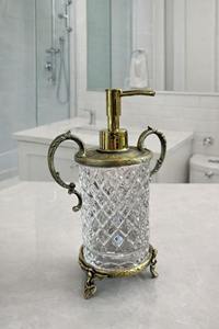 Dispensador de jabón líquido de vidrio de lujo con bomba metálica para baño, habitación de huéspedes, spa y ocasiones especiales, decoración de la India. - Product Image 6