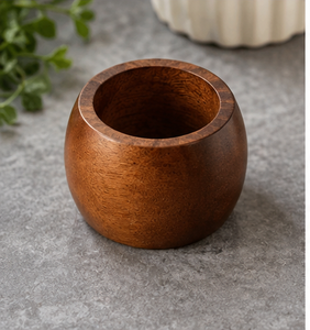 Anneau de serviette en bois naturel rond marron, décoration de table pour mariage, fête, repas à la maison - Product Image 1