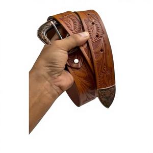 Buffalo <b>Cow</b> Leather Pin Buckle Steel Belt Brown Natural Color Solid Pattern Custom Men's Women Eco-Friendly Durable Accessory - Product Image 4