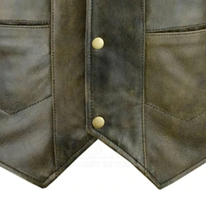 Chaleco de Cuero para Hombre, Talla Grande, Estilo Motero, Cierre con Cordones, Color Sólido, Prenda Exterior de Otoño, Corte Regular - Product Image 6