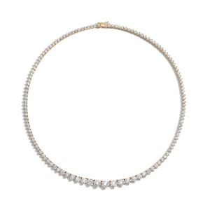 Collier tennis gradué en or rose et diamants avec certificat IGI pour mariage, fiançailles et fête - Product Image 1