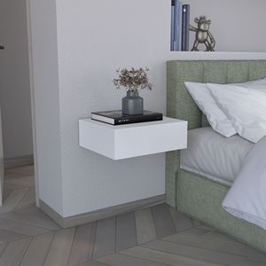 Modern 5\"H White <b>Floating</b> Nightstand Wall Mounted <b>Bedside</b> <b>Shelf</b> with Drawer Contemporary <b>Floating</b> <b>Shelves</b> Product - Product Image 1