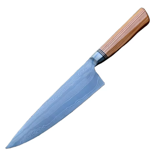 Couteau de chef en acier Damas de style japonais, couteau de cuisine haut de gamme, manche ergonomique en bois, fabricant OEM ODM - Product Image 1