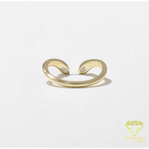 Bague Courbe en Argent Sterling 925 avec Diamants Moissanite et Pierres en Forme de Poire, Plaqué Or, Bijou Élégant et Luxueux pour Femme - Product Image 4