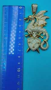 Colgante de Dragón Increíble de Plata de Ley 925 con Diamantes de Moissanita VVS, Estilo Hip Hop de Dibujos Animados Totalmente Cubierto de Diamantes para Fiestas, Colgante para Hombres - Product Image 4