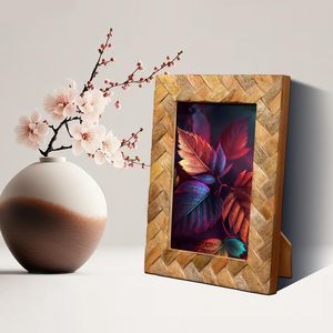 Handicrafts Home Wood Picture <b>Frames</b> For Christmas Decor Handmade Natural Wood Photo <b>Frame</b> for <b>Wall</b> & Tabletop, Rustic Farmhouse - Product Image 1