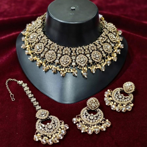 Juego de Collar y Aretes JeweleMarket para Mujer, Chapado en Oro con Cristales, Estilo Étnico, para Boda, Compromiso, Aniversario, Regalo - Product Image 2