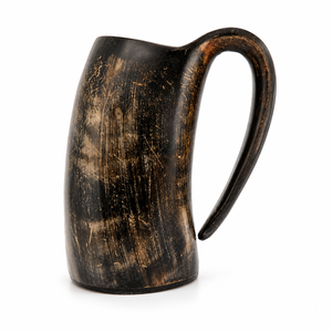 Taza de Beber de Cuerno Hecha a Mano ALAN TRADERS, Diseño Moderno con Asa, Color Natural, Opción de Logotipo Personalizado, Diseño Vikingo, Cuerno de Búfalo - Product Image 5