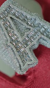 Luxury 925 Silver Custom Letter A Cocktail <b>Ring</b> Baguette Cut Diamond Pave Setting Channel Set Unisex Party Jewelry - Product Image 3