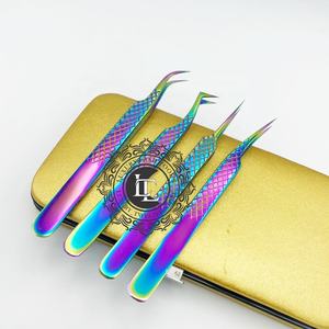 แหนบต่อขนตาเคลือบพลาสม่าสีรุ้งแหนบปรับแต่งโลโก้ปริมาณตามต้องการ - Product Image 1