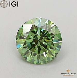 Diamante Cultivado en Laboratorio CVD de 6.40 MM, Corte Redondo, Color Verde Intenso, Claridad VS2, 1.00 Quilates, con Certificado IGI para Joyería Premium - Product Image 1