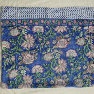 Blue Block Print <b>Sarong</b> Pareo Scarf Beach <b>Bikini</b> Cover Up Bachelorette Party Scarf blue floral vine hand block print cotton - Product Image 1