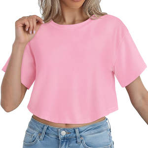 Camiseta Ringer para Mujer al por Mayor a Precio Económico, Diseño Personalizado con Logotipo, Camiseta Holgada de Cuello Redondo y Hombros Caídos para Mujer - Product Image 4