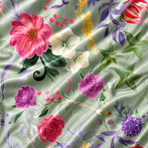 Tela Satén de Poliéster/Algodón con Estampado Floral Orgánico Ecológico, Resistente a Químicos y Transpirable para Prendas y Decoración del Hogar - Product Image 3