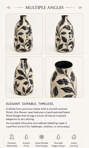 Premium Quality Set of 2 <b>Unique</b> Metal Flower <b>Vase</b> Decal Enamel Finished Tale Top <b>Vases</b> for Home Decoration Handmade Customize - Product Image 3