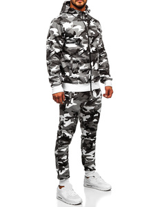 2026 Wholesale <b>Men's</b> <b>Camo</b> Printed Winter Hooded Breathable Printed Tracksuit Set Tech Fleece Solid Casual Training Wear - Product Image 2