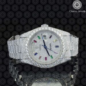 Montre pour homme Charm Jewells en acier inoxydable, boîtier de 40 mm, accents de diamants, analogique, pour un style luxueux, mouvement mécanique, 10 bars - Product Image 1