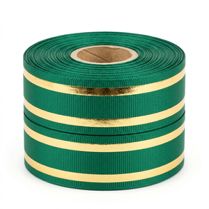 Neelkamal Industries 25mm Emerald Green Gold Metallic Jacquard Ribbon Premium Designer Trim for Apparel Accessories Styling - Product Image 4