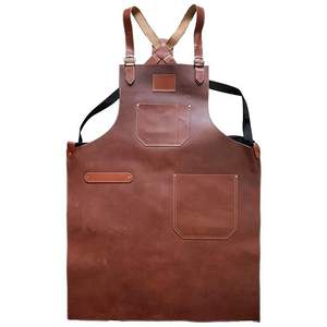 Delantal de Trabajo sin Mangas 100% Cuero Genuino, Duradero y Clásico, para Cocina, Barbacoa, Chef/Barbero, Color Marrón y Negro, para Profesionales - Product Image 1