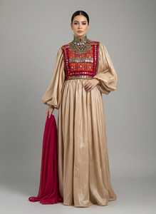 Vestidos Afganos de Alta Costura para Mujer, Hechos a Mano, con Bordado Intenso, Mangas Abullonadas, Largos hasta el Suelo, para Bodas - Product Image 2