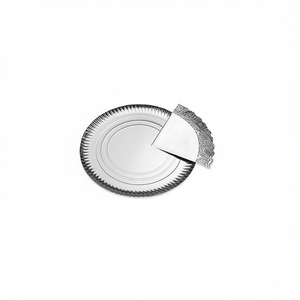 Plateau en papier argenté jetable PLATO DE PAPEL Plata pour servir des aliments, assiettes jetables écologiques et élégantes - Product Image 1