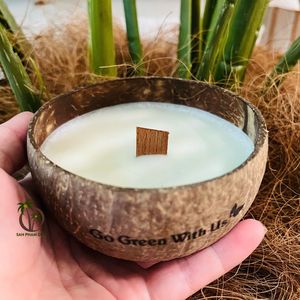 Vela Aromática Ecológica de Lujo en Cáscara de Coco de 100g |   Repelente de insectos con aroma a hierba de limón |   Decoración de Interiores Hecha a Mano y Respetuosa con el Medio Ambiente - Product Image 5